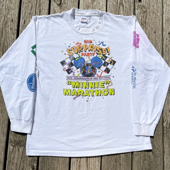 Vintage Other - Vintage 90s Indy 500 Mini Marathon White Graphic Long Sleeve Tee Shirt XL